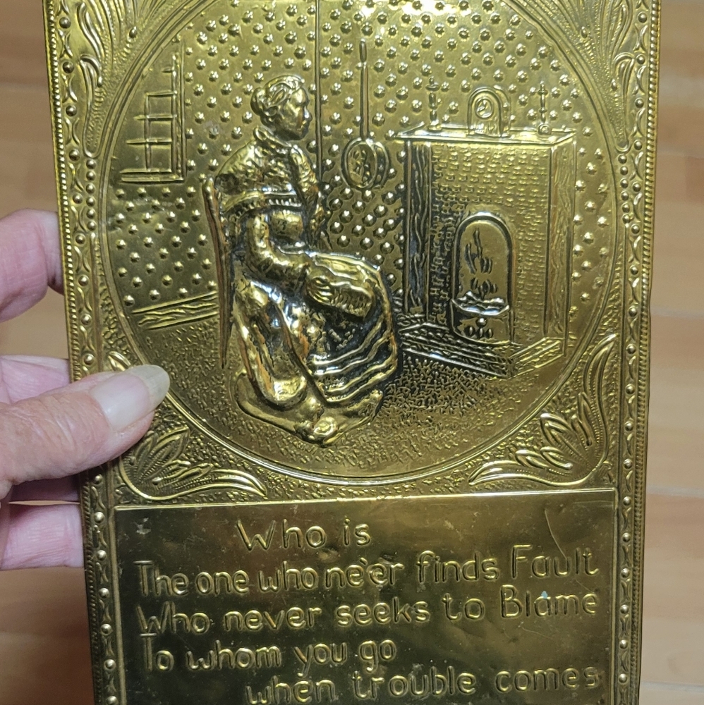 Gold Decorative Plaque with Mother Quote Vintage Brass